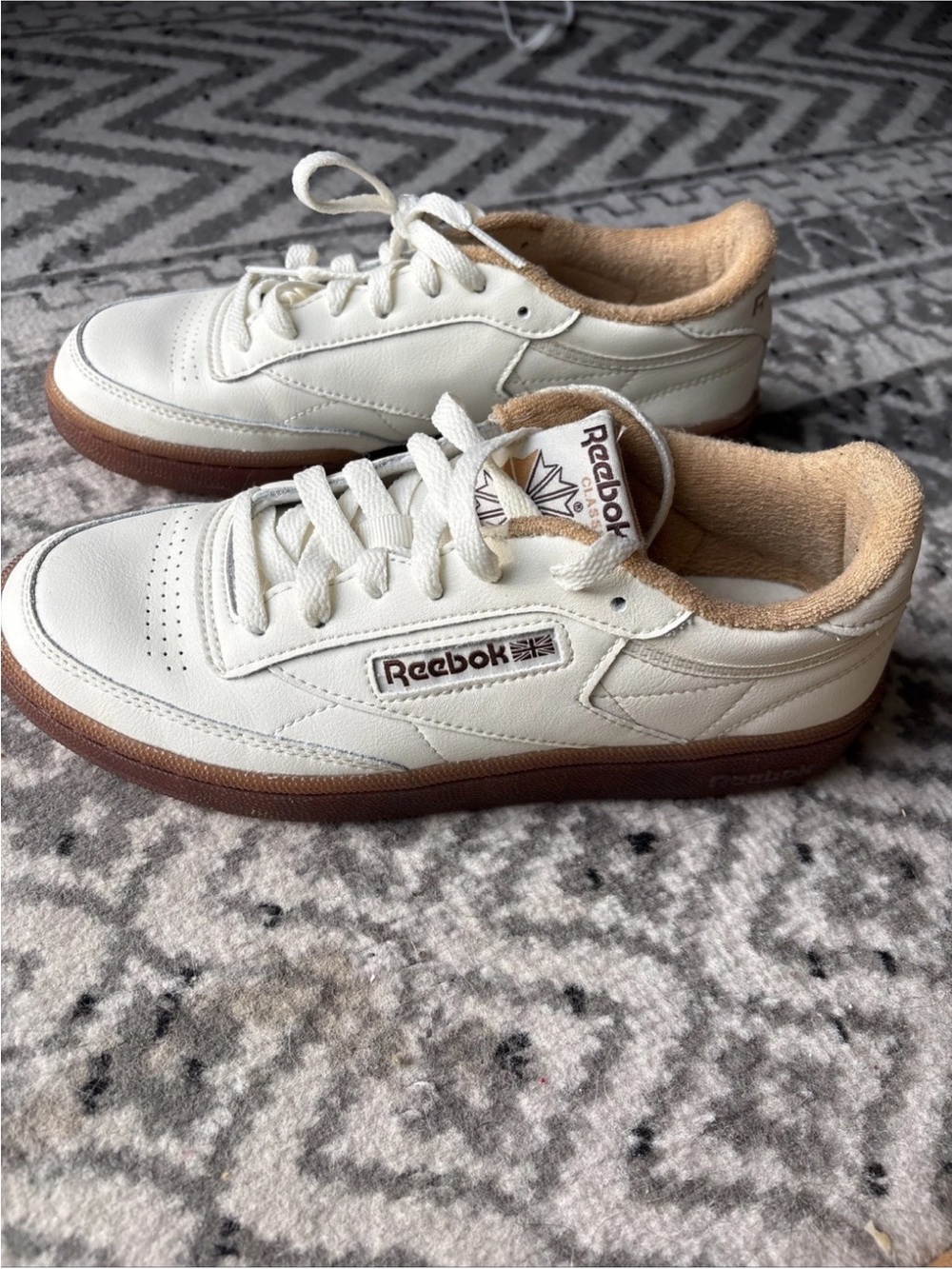 Reebok Club C 85 Classic Leather Sneakers in cream with Gum Sole